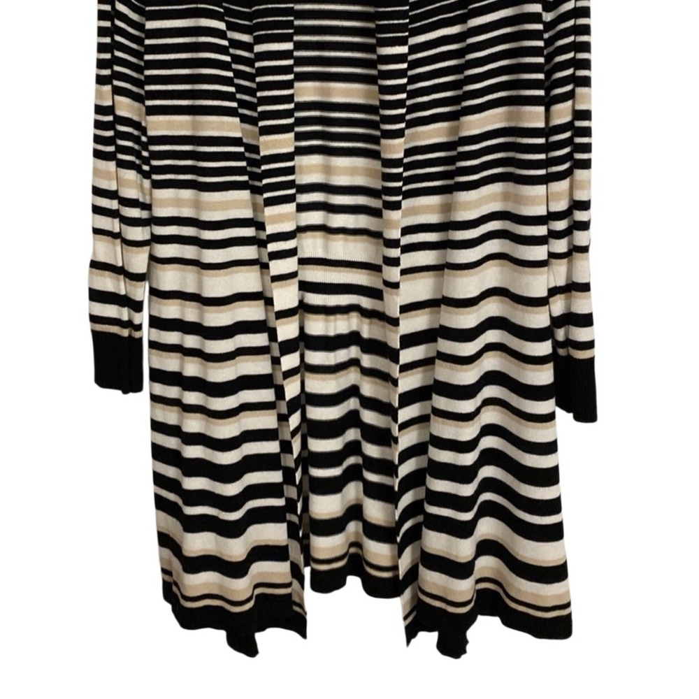 White House Black Market Black/White/Tan Striped Open Cardigan. Size Small - Picture 4 of 8